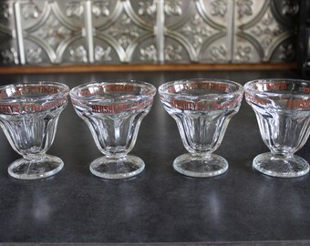 Set of 4 Hershey's Chocolate Lover Sundae Dishes, Hershey's Parfait Dish, Hershey's Ice Cream Dish, Soda Fountain Dish, Ice Cream Parlor Cup