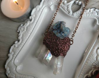Aura Chalcedony Necklace with Angel Aura Quartz