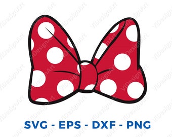 Minnie Mouse Bow SVG DXF Png Vector Cut File Cricut Design Silhouette Cameo Vinyl Decal Disney Party Stencil Template
