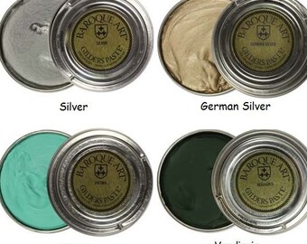 Gilders Paste, Choose Silver, German Silver, Patina, or Verdigris Baroque Art Gilders Paste Wax Polish Patina, For Metal Wood Resin Ceramics