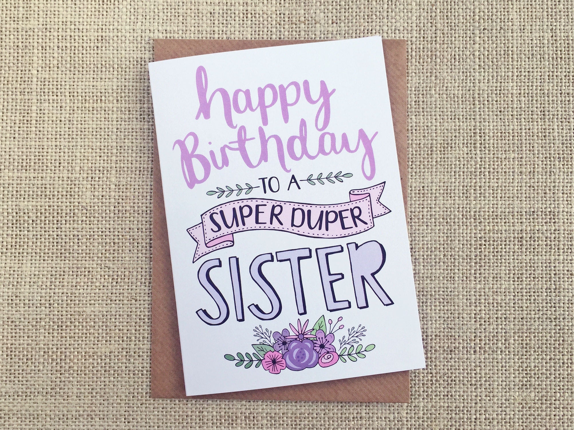 Happy Birthday Sister Birthday Card Hand Lettering