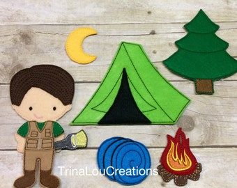 Felt Non Paper Doll, Felt Paper Doll, Travel Toy, Pretend Play, Quiet Time Activity, Unpaper Doll, Felt Board Play, Felt Toys, Camping Set