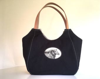 Canvas Knitting Tote, Bucket Bag