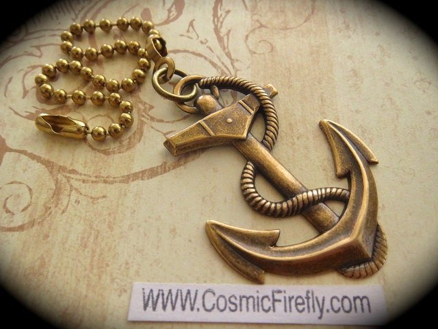 Brass Anchor Fan Pull Steampunk Nautical Ceiling Zoom