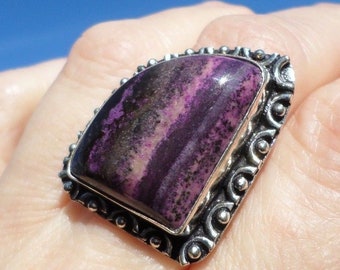 RING 925 sterling silver and dendritic Opal (BA53)