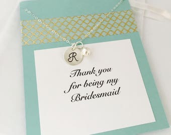 Bridesmaid Necklace, Bridesmaid Gift, Thank you for being my bridesmaid, Wedding Party Gifts, Bridesmaid Jewelry