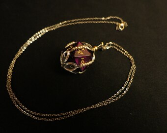 Removable D20 Necklace - Flower Design Pendant