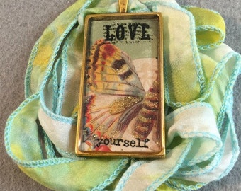 Love Yourself Resin Pendant Necklace