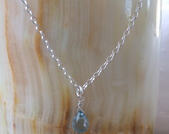 Aquamarine Briolette and Silver Necklace