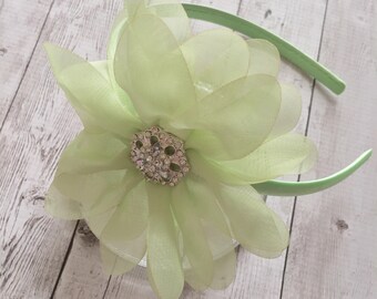 Girls Hard Headband, Big Girl Headbands, Green Girls Headbands, Teen Headband, Toddler Headband, Little Girls Headband, Big Bow Headband