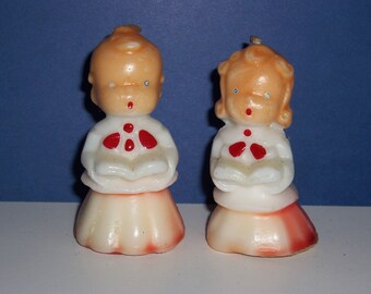 Vintage Christmas Gurley Candles, Choir Boy and Girl, 1950's
