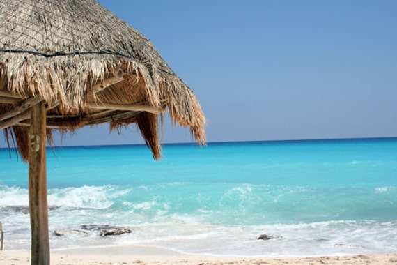 Caribbean Palapa Tiki Hut Wall Mural Wallpaper Photo Decor