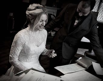 Annabelle Bridal Separate, Lace Top with Scalloped Neck, Long Sleeves and Pearl Button Back, Wedding Dress, Vintage, Couture, Unique, Bride