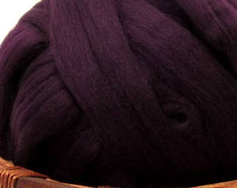 Dyed Corriedale Natural Spinning Fiber Wool Top Roving / 1oz - Aubergine