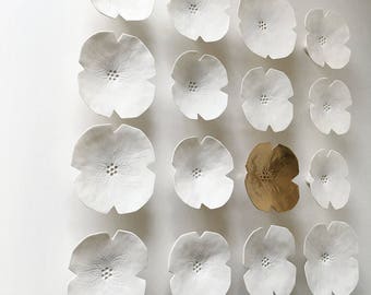 RESERVED Balance payment Large wall art set sculpture Ceramic wall art flowers White & gold porcelain Wall sculpture Modern original artwork