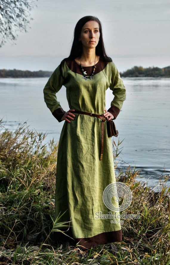 Early Medieval linen underdress gown 100% linen. Viking