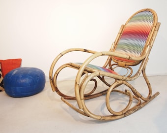 Vintage mid century rattan wicker chair in Boho style