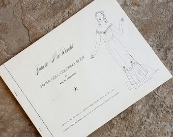 Jeanette MacDonald Paper Doll Coloring Book by Ralph Hodgdon 1981 Black and White