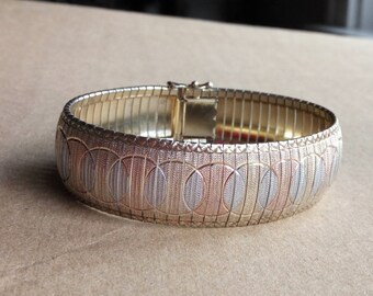Vintage Tri-Color Signed 925 Milor Made in Italy Silver Cubetto Bracelet - FREE SHIPPING