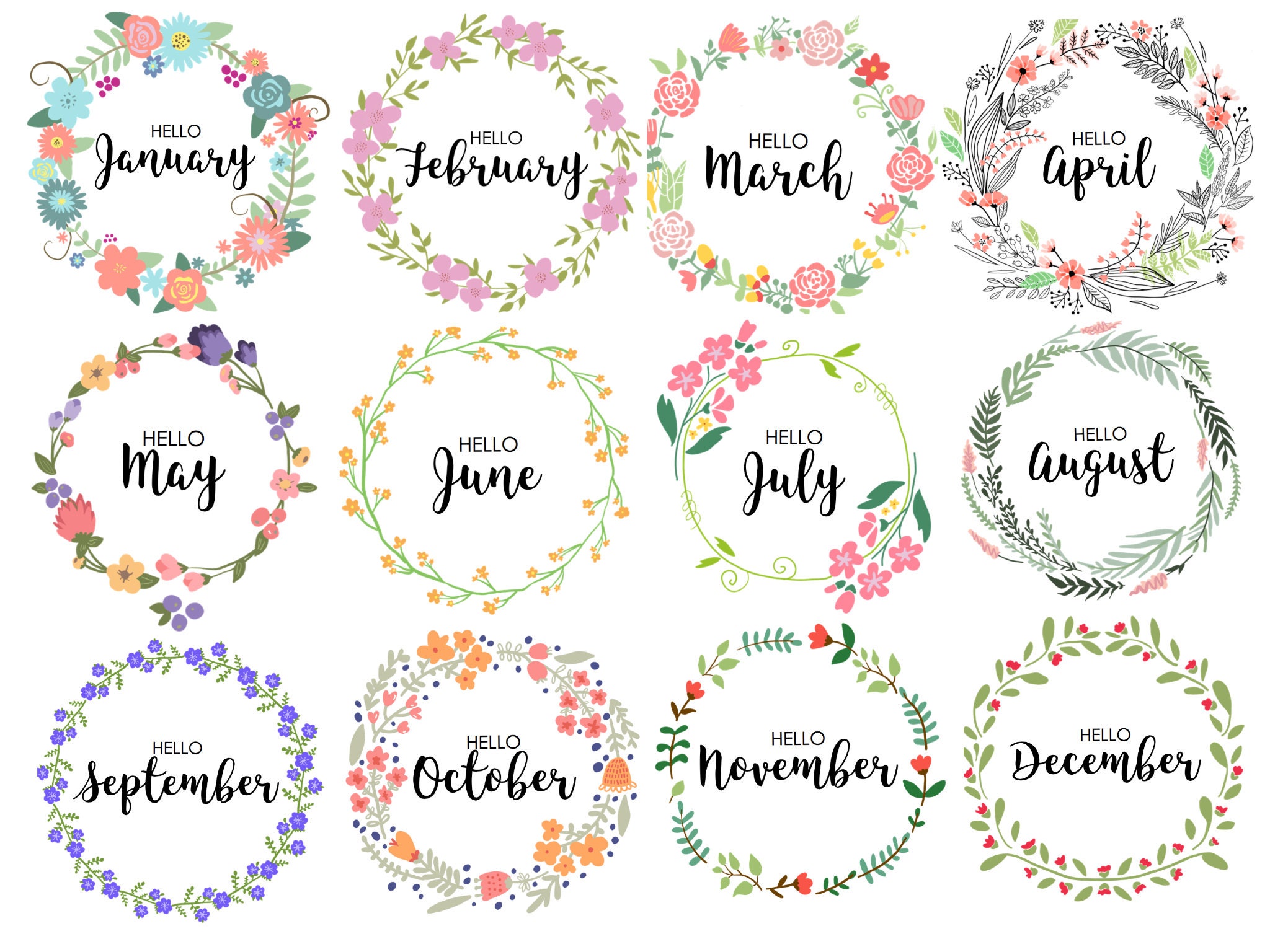 JOURNAL MONTHLY COVERS wreath monthly bullet journal