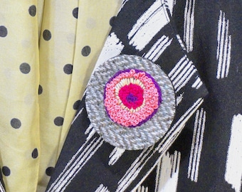 Brooch, embroidered brooch, Embroidery Art, Modern Artwork, Virus brooch