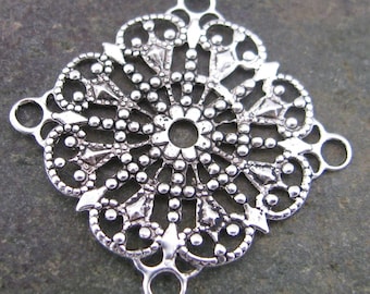 6 Antique Silver Brass Filigree Jewelry Findings 311
