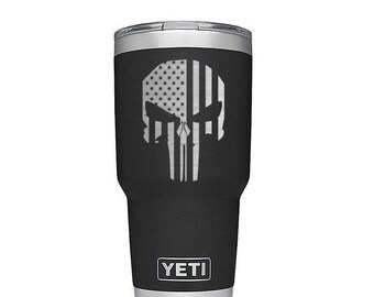 Punisher Thin blue Line Contour Cut Decal Stickers YETI Cup ,punisher Party ,Birthday Gift .