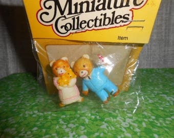 Two Miniatures Ma and Pa Bear-Old Store Stock-