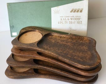 Vintage snack / TV tray set - Kala-wood