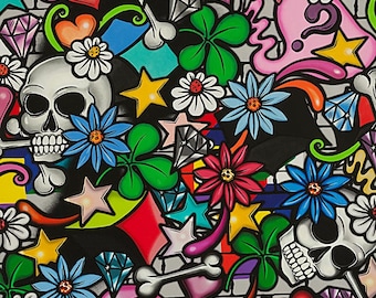 A Street Skull on Black, Nicole's Prints by Aexander Henry, yard