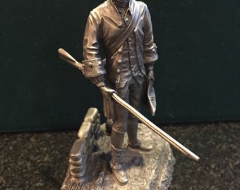 The Franklin Mint Pewter Fig Militiaman Minot's Alarm Co. Of Concord Massachusetts