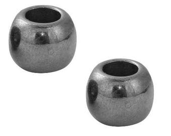 Set of 20 beads 11 mm shiny gunmetal color plastic