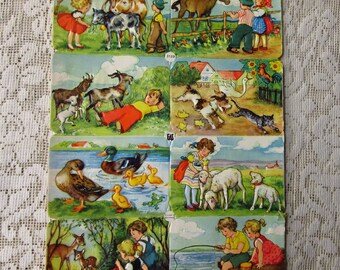 Vintage EAS Germany Die Cut Paper Scraps On The Farm EAS 3139