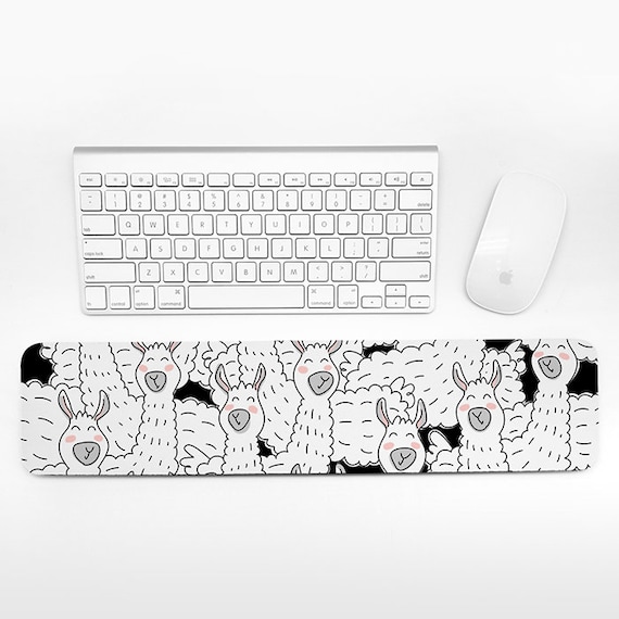 Llama Keyboard Wrist Pad Rest, Black and White Wrist Keyboard Rest, Alpaca Wrist Rest for Keyboard Pad, Cute Desk Office Decor for Men Women