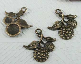 32pcs antiqued bronze color lychee fruit design charms EF0643