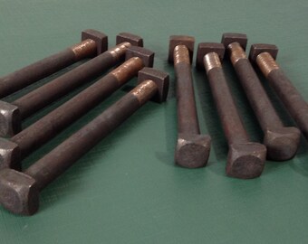 Vintage Bolts, Industrial Bolts, Machine Bolts, Nuts and Bolts, Salvaged Hardware - Lot of 8 - 7" Bolts with Nuts