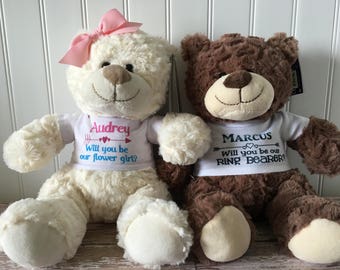 Will you be my flower girl teddy bear / will you be my ring bearer teddy bear / stuffed animal / ring bearer proposal / flower girl proposal