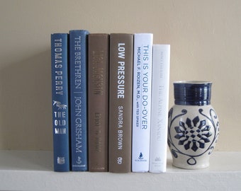 Decorative Book Set in Brown, Blue and Ivory, Book Bundle, Wedding Centerpiece, Stack of Books, Blue Decor, Brown Decor, Books by Color