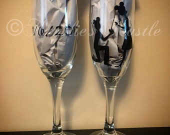 Disney Engagement Champagne Flutes-set of two