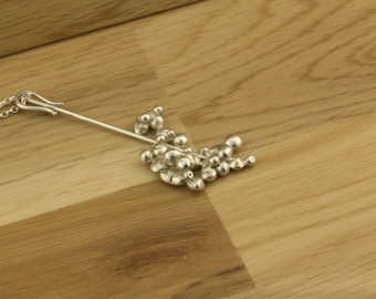 Sterling silver nuggets on sterling silver wire pendant necklace