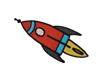 Spaceship Iron On Applique, Spaceship Iron on Patch, Rocket Patch, Rocket Applique, Spaceship Applique, Kids Patch, Embroidered Patch