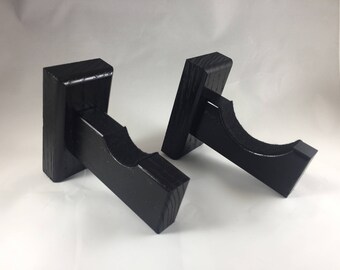 Horizontal Baseball bat wall mount holder display rack - Black Oak