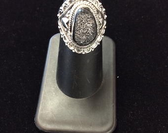 Druzy Sterling Silver Ring sz 8