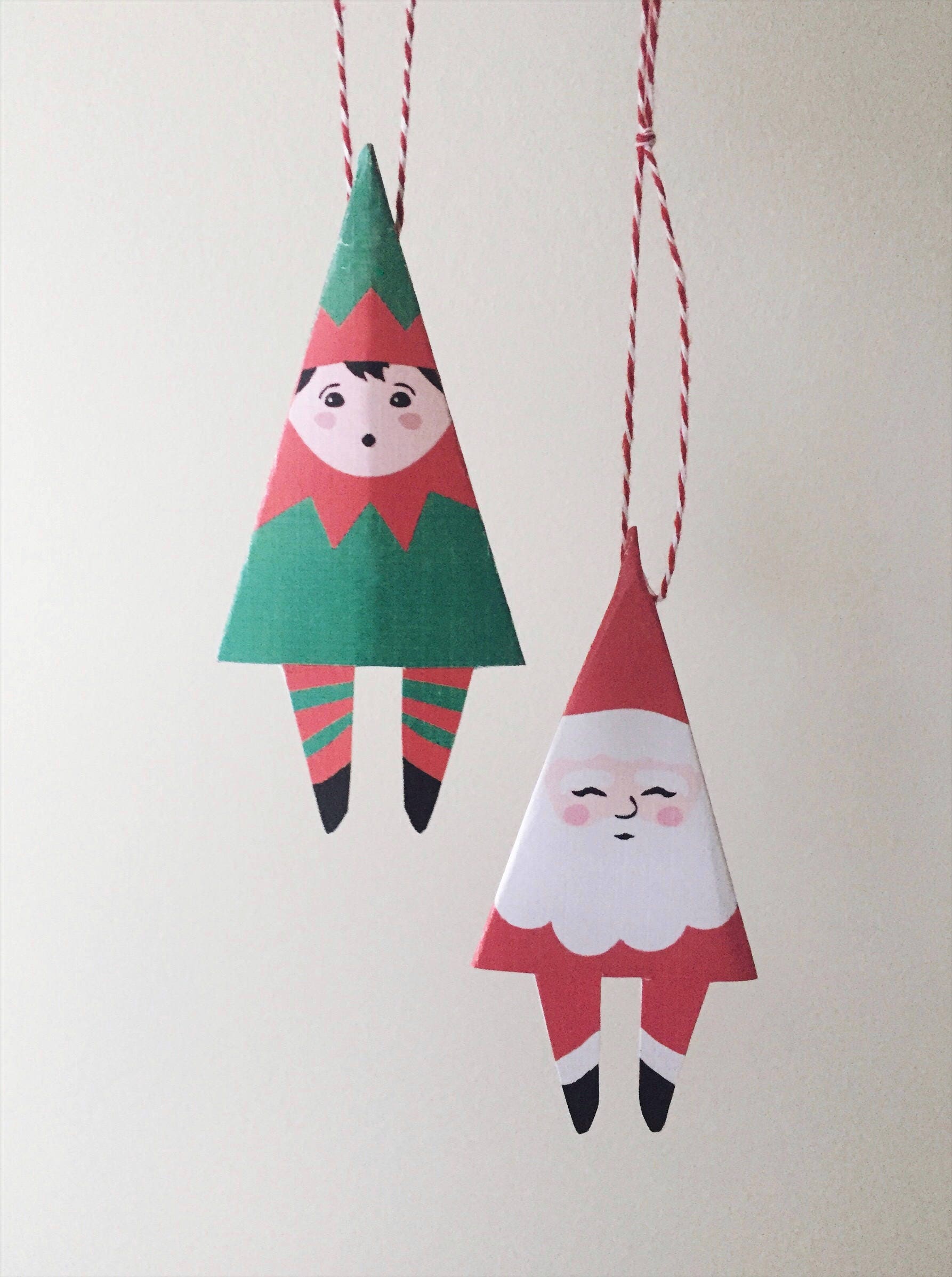 Printable Christmas Ornaments Decor, Santa Claus Elf Ornament, Print at