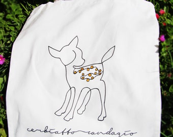 Tote bag_shopper randagio_in Fawn hand painted cotton