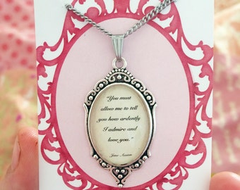 Jane Austen - Pride and Prejudice - Mr. Darcy's proposal quote necklace