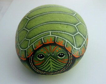 Fathers Day-hand painted pet rocks-Snapping Turtle-unique ooak garden art decor-doorstop-paperweight-gift for gardener-naturalist-SHIPS FREE