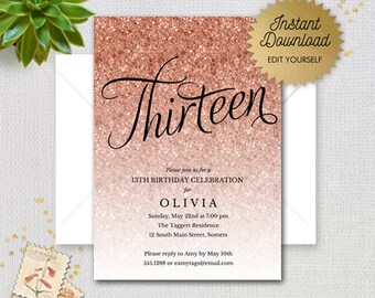13 birthday party invitations