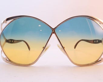 Christian Dior France Butterfly Oversized vintage sunglasses, 70s sunglasses. Bi-color lenses