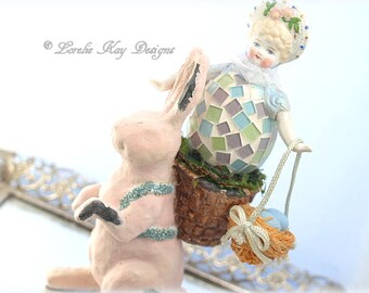 Easter Egg Girl Bunny Doll Decoration Anthropomorphic Art Doll German Doll Parts Rabbit Doll Lorelie Kay Original